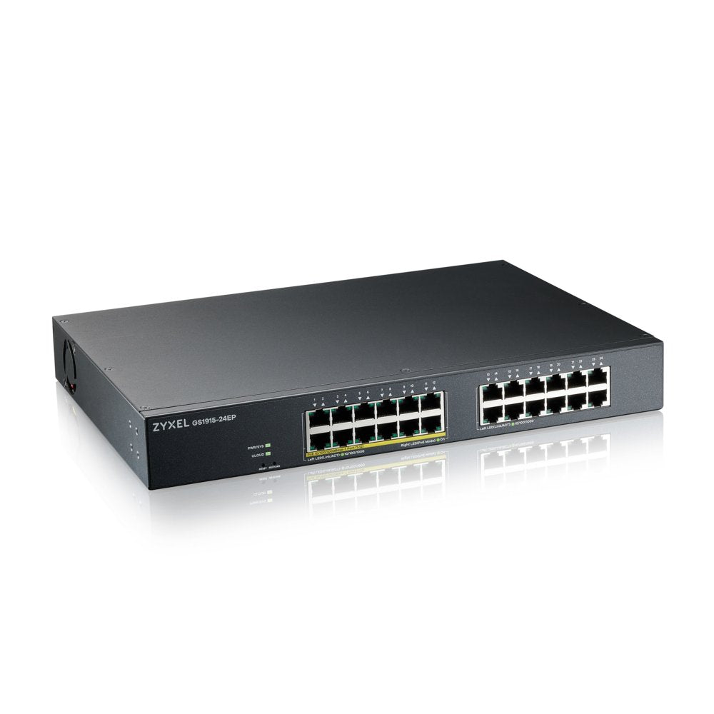 Zyxel GS1915-24EP | Managed L2 Switch | 24 Poorten | Gigabit Ethernet (10/100/1000 Mbps) | PoE | 1U Rackmount - Matmuis